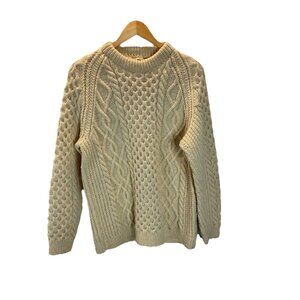 Mens Chunky knit wool Sweater Irish Traditional Fisherman Sweater size M